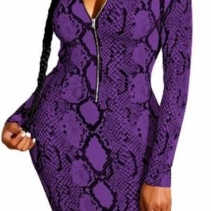 Animal Printed Zipper Maxi Dress